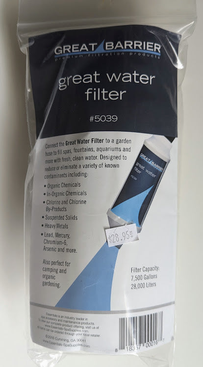 Hot tub fill water filter