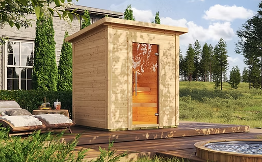 NEW 4 seat outdoor sauna, 64" x 72" complete with 6000 watt stainless steel heater!