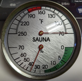 Round Chrome sauna thermometer/hygrometer, German made