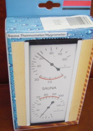 Sauna Thermometer / Hygrometer with wood sides
