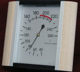 Sauna thermometer with wood sides